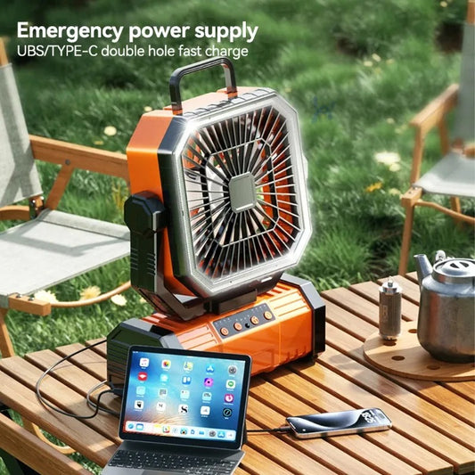 Akumulatorowy wentylator kempingowy z lampką 20000mAh z pilotem zdalnego sterowania