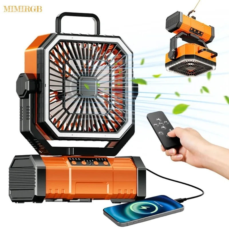 Akumulatorowy wentylator kempingowy z lampką 20000mAh z pilotem zdalnego sterowania