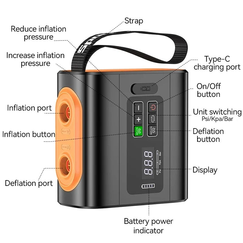 Portable Camping Fan with LED Light Rechargeable Outdoor Fan