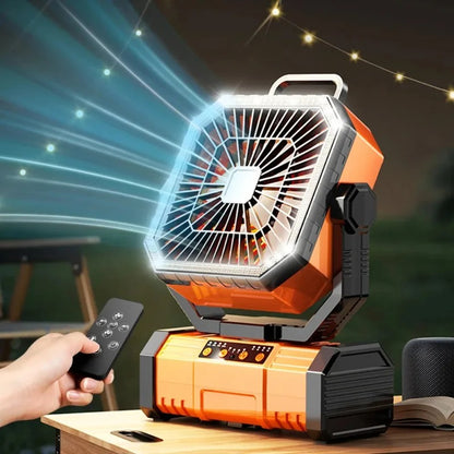 Rechargeable Camping Fan with Light 20000mAh Remote Control