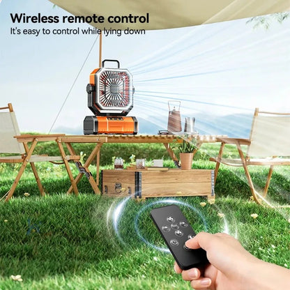 Rechargeable Camping Fan with Light 20000mAh Remote Control
