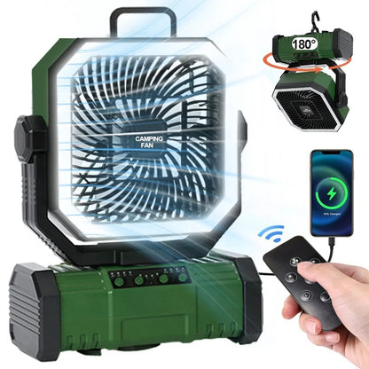 Rechargeable Camping Fan with Light 20000mAh Remote Control